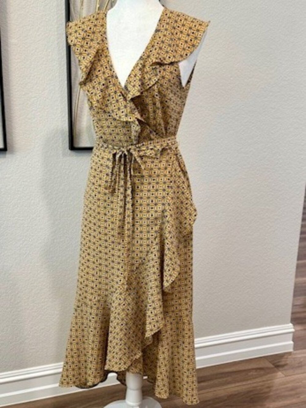 MAX STUDIO Floral Ruffle Wrap Midi-Dress